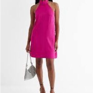 NWT Express Satin Halter Statement Bow Mini Shift Dress - M